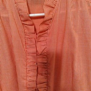 Fashion Corner gingham blouse w/ puff sleeves 3/4/size L.r      Sz12 /Red skirt